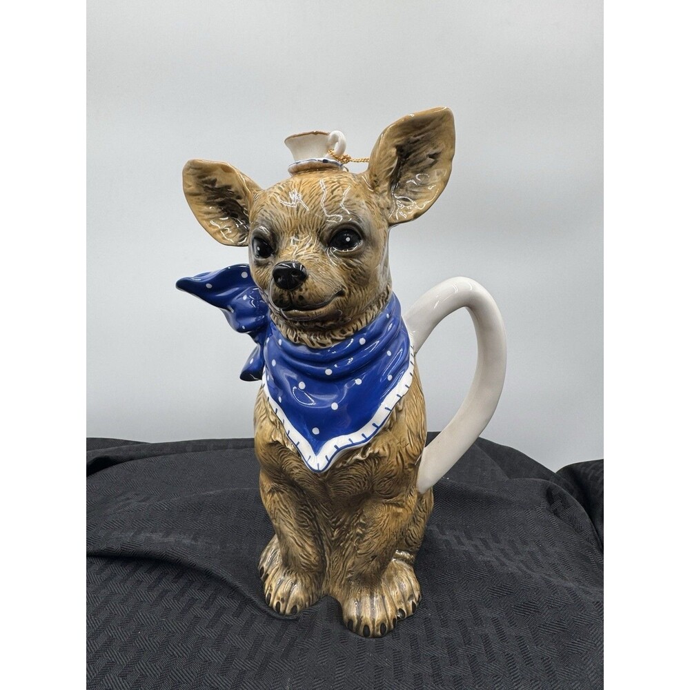 BLUE SKY CLAYWORKS "Tea with Diddy" Teapot Chihuahua Dog Ceramics Tea Pot